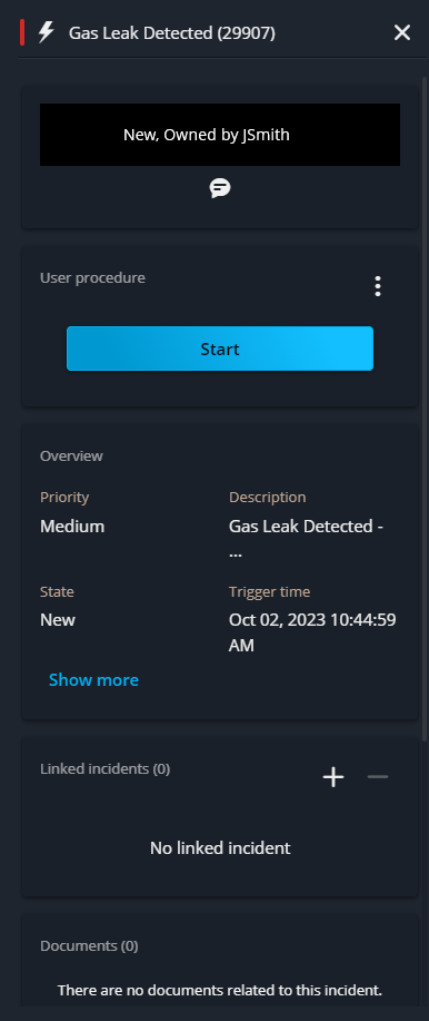 Incident details pane on the Maps page of the Genetec Web App.